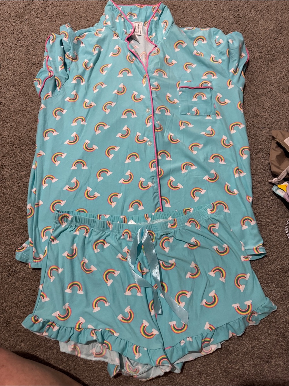 Women’s Turquoise Rainbow Short Pajama Set
